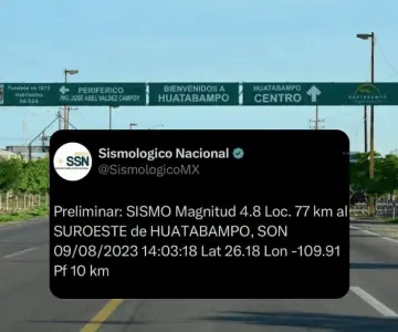 Se registra sismo de 4.8 grados en Huatabampo