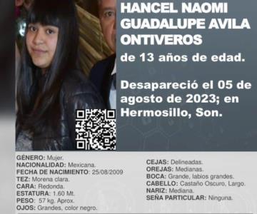 Activan Alerta Amber para localizar a Hancel Naomi Ávila en Hermosillo