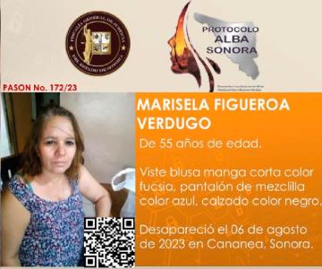 Activa FGJE Protocolo Alba para localizar a Marisela Figueroa Verdugo