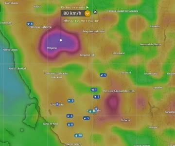 Advierten por ráfagas de viento de hasta 80 kilómetros por hora en Sonora