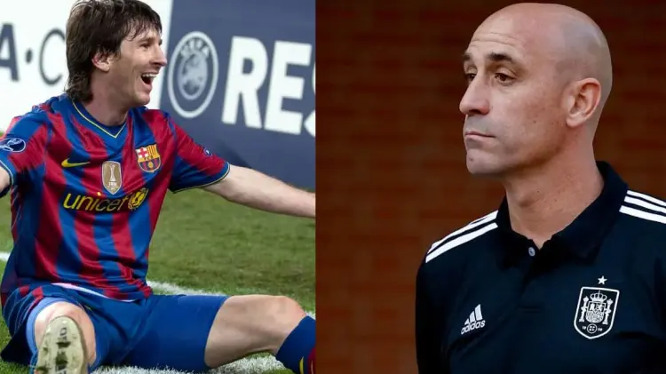 Lionel Messi y  Luis Rubiales. (Foto: Especial / EXPRESO)