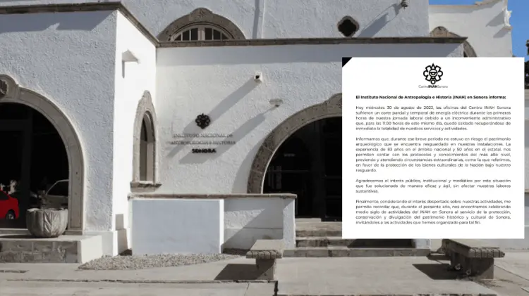 Las oficinas del INAH sufrieron el corte de energía eléctrica el pasado miércoles. (Foto: Cortesía)