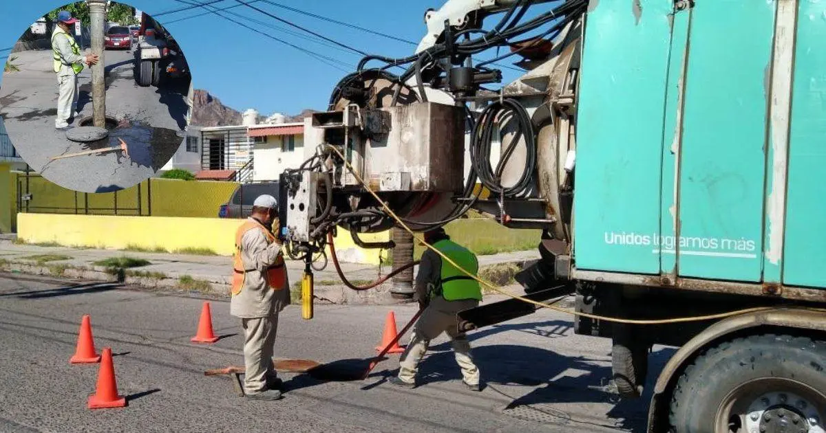 Personal de CEA realiza desazolve y limipieza de alcantarillas en Guaymas