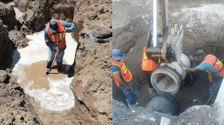 Agua de Hermosillo trabaja en solucionar esta fuga. (Foto: Ilustrativa/AguaH)