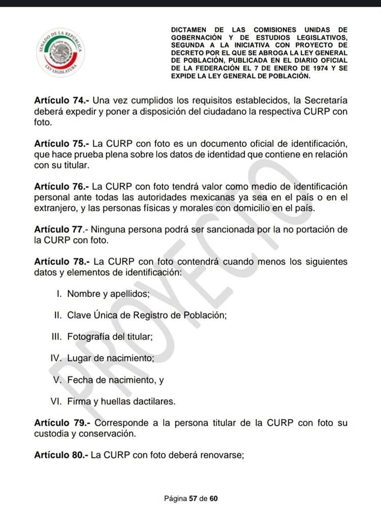 Van por cambios a la CURP; que incluya fotografía y huellas dactilares