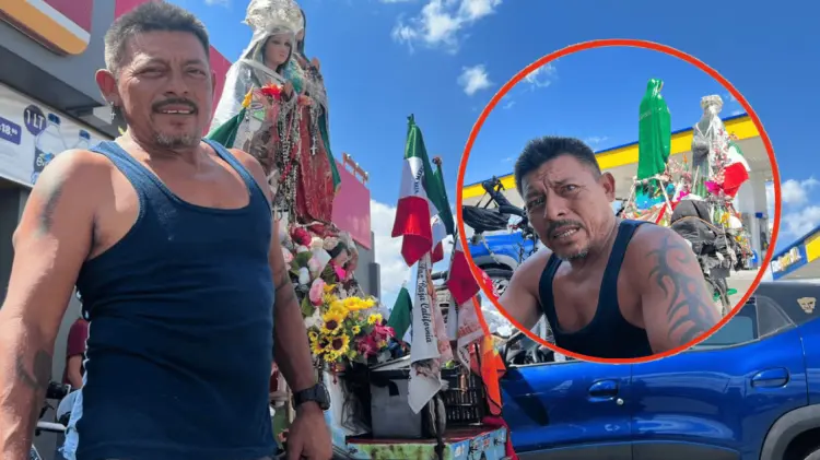 David cumple una manda con la Virgen de Guadalupe. (Foto: Cortesía/EXPRESO)