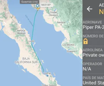 Pierden contacto con avioneta que despegó de Guaymas rumbo a La Paz