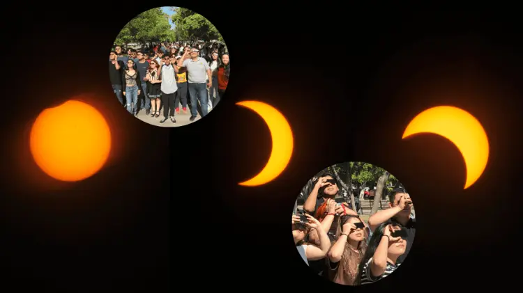 El eclipse se pudo ver en un 65% en Sonora. (Foto: Jesús Ballesteros/EXPRESO)