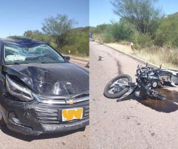 Motociclista es atropellado en la carretera Álamos-San Bernardo