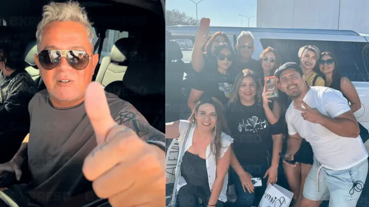 Llegó sonriente y amable y hasta se dejó besar por las fans. (Foto: Germán Pablos / EXPRESO)