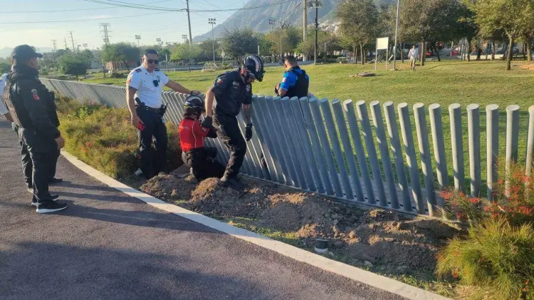 El menor quedó atorado en la reja de un parque en San Pedro, Nuevo León. (Foto: Especial/EXPRESO )