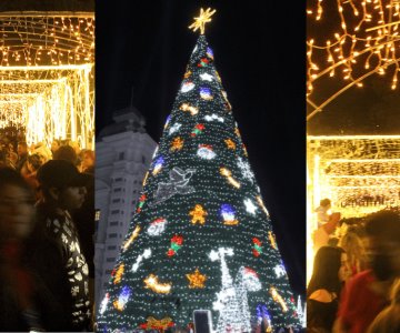 Inicia la navidad en Hermosillo con encendido del árbol en Plaza Zaragoza