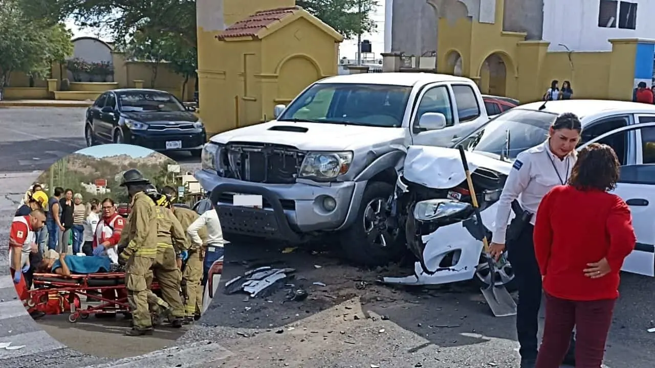Mujer es llevada de emergencia a hospital tras aparatoso accidente