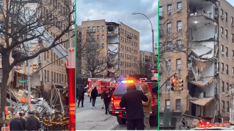 Un edificio residencial colapsó parcialmente este lunes en El Bronx. (Foto: Cortesía)