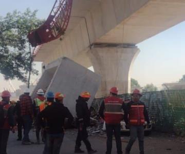 Inician trabajos para retirar dovela que cayó en obras del Tren Interurbano