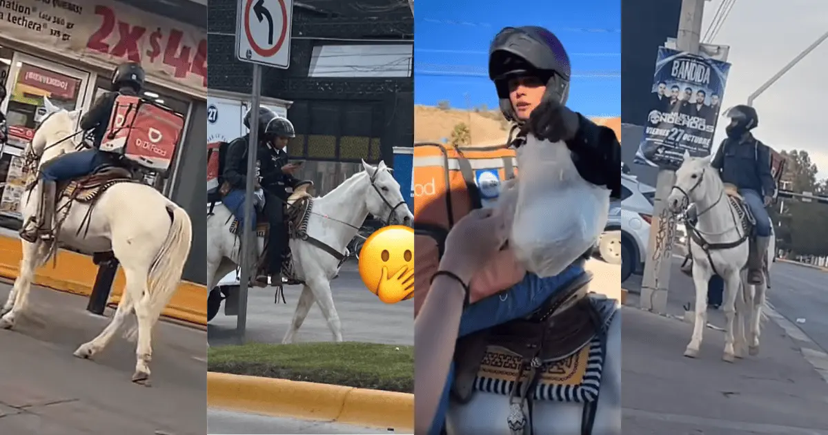 Repartidor de app se vuelve viral por entregar pedidos a caballo