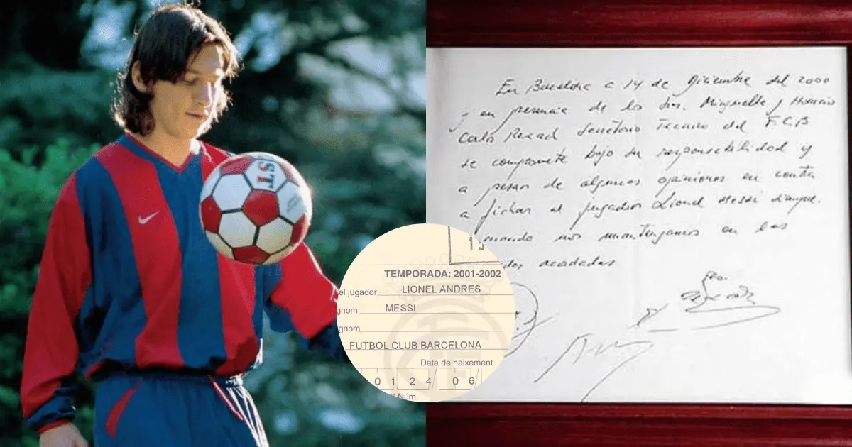 Subastarán la histórica servilleta del fichaje de Messi con el Barcelona