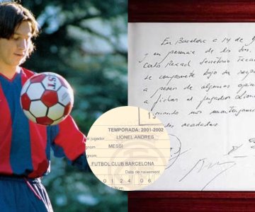 Subastarán la histórica servilleta del fichaje de Messi con el Barcelona