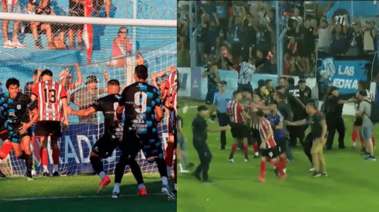 Los jugadores del Colon de San Justo agredieron al cuerpo arbitral. (Foto: Cortesía/Tomada de redes)