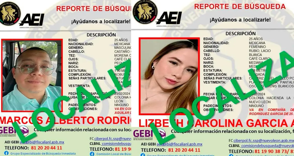 Localizan a pareja de Monterrey, desaparecida luego de viaje a Mazatlán