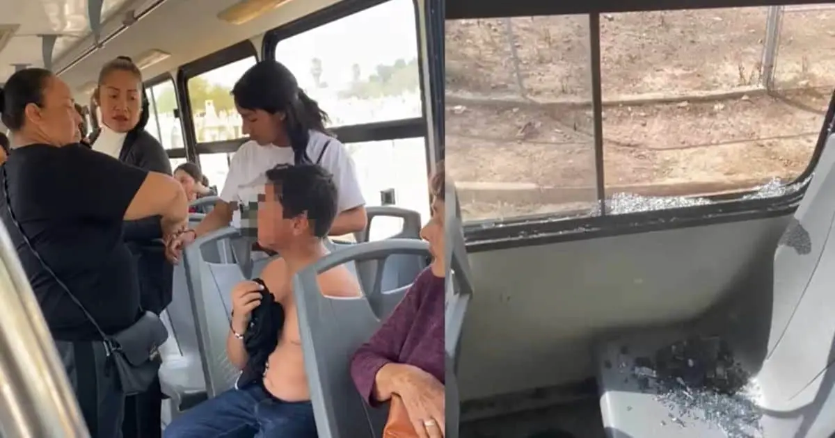 Vandalizan con piedras a camión urbano y lesionan a usuario