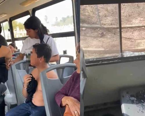 Vandalizan con piedras a camión urbano y lesionan a usuario