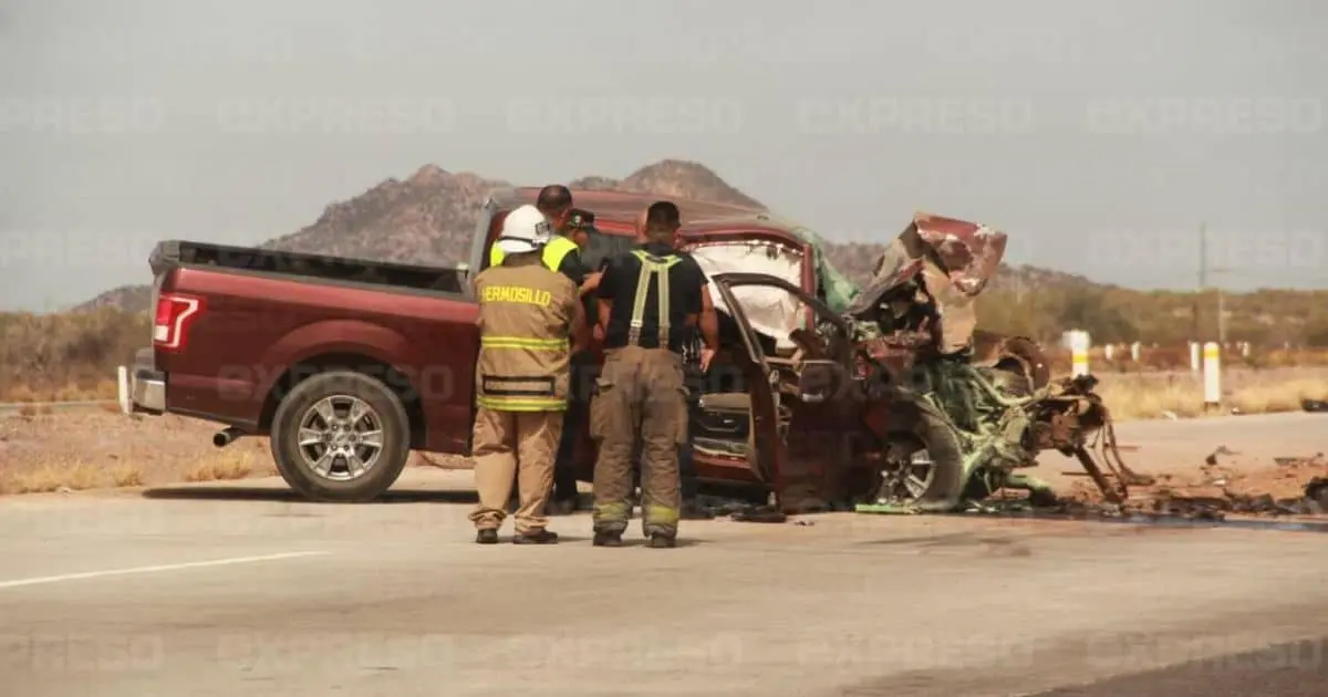 Fuerte choque en carretera Hermosillo-Guaymas deja una persona sin vida