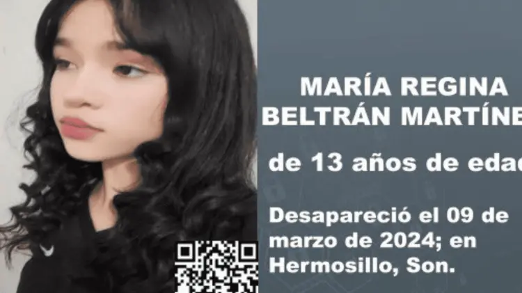 Activan Alerta Amber Sonora por María Regina de 13 años. (Foto: Cortesía)