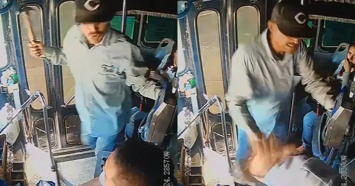Pasajero ataca a conductor de camión de transporte con un martillo