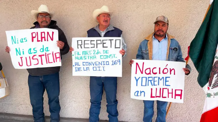 La Nación Yoreme se manifestó la mañana de este martes 9 de abril. (Foto: Cortesía)