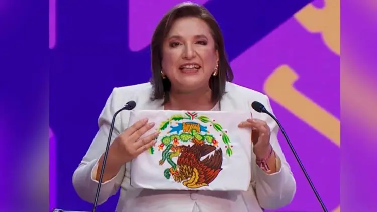 Xóchitl Gálvez en el primer debate presidencial. (Especial / EXPRESO)