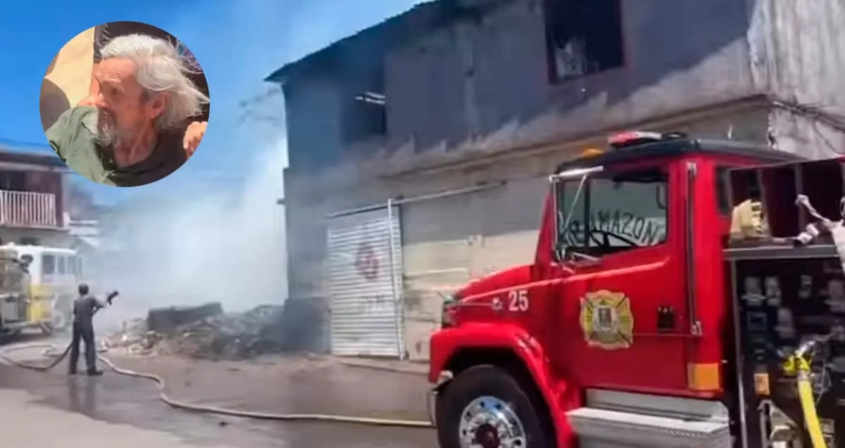 Rescatan a adulto mayor discapacitado de intenso incendio
