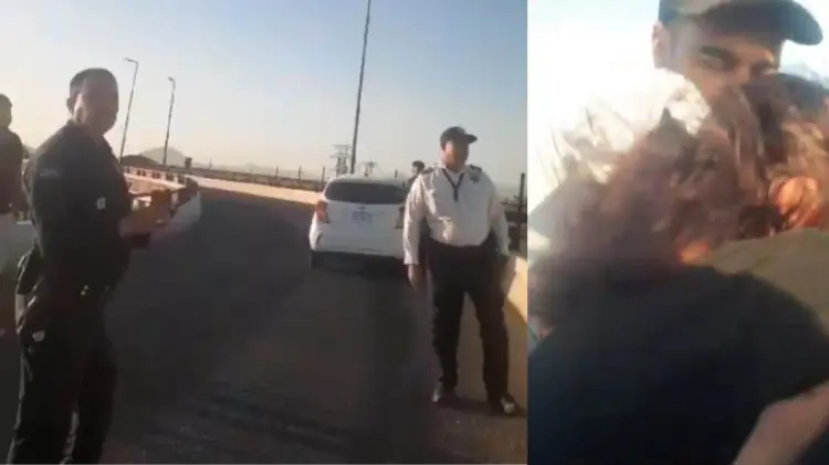 Los oficiales y un ciudadano pusieron a salvo a la mujer con una rápida maniobra, (Capturas de video)