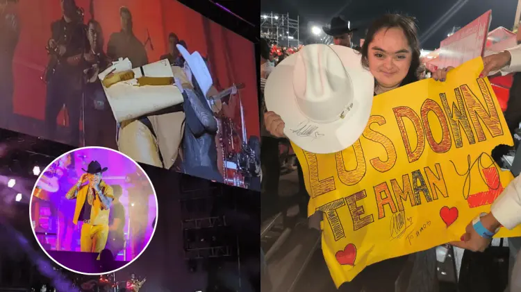 Lupita Espinoza recibió el sombrero de Christian Nodal autografiado. (Cristian Ruiz/Dayana Isabel)