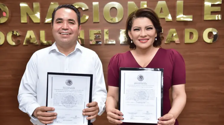 Lorenia Valles Sampedro y Heriberto Aguilar, Senadores electos por Sonora. (Foto: Cortesía)