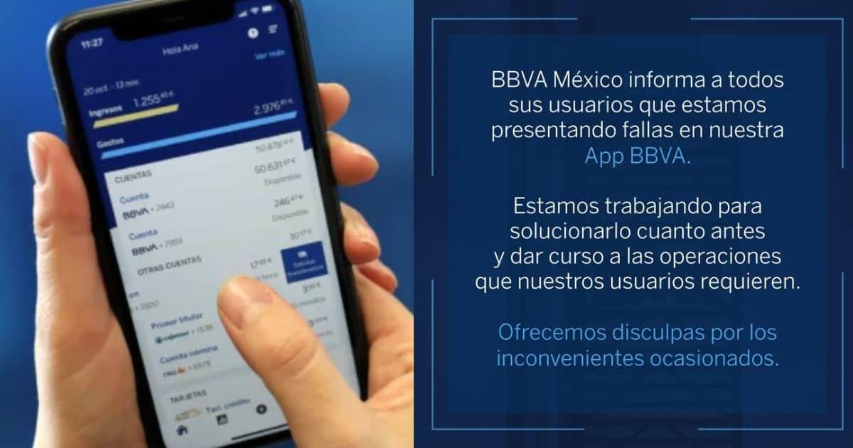 Fallas en app de BBVA afectan a usuarios en México este sábado