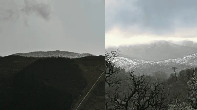 La sierra de Sahuaripa se cubrió de blanco el pasado sábado. (Foto: Redes Sociales/Cortesía)