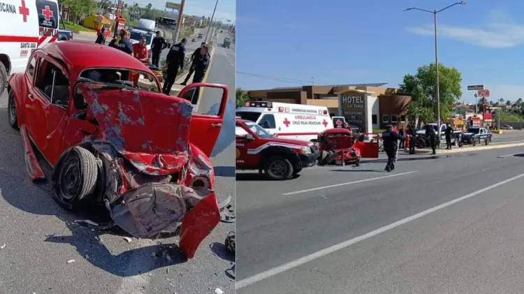 Un Volkswagen se impactó de frente con una camioneta tipo Pick Up. (Foto: Especial)