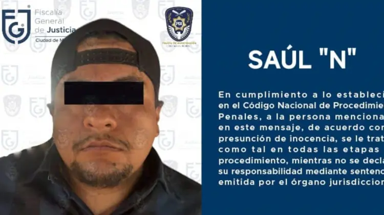 Saúl N, presunto feminicida de Verónica, madre del influencer Derek Trejo. (Foto: @FiscaliaCDMX)