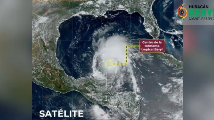 Luego de haberse debilitado a huracán categoría 1, Beryl pasó a tormenta tropical. (@Conagua_clima)
