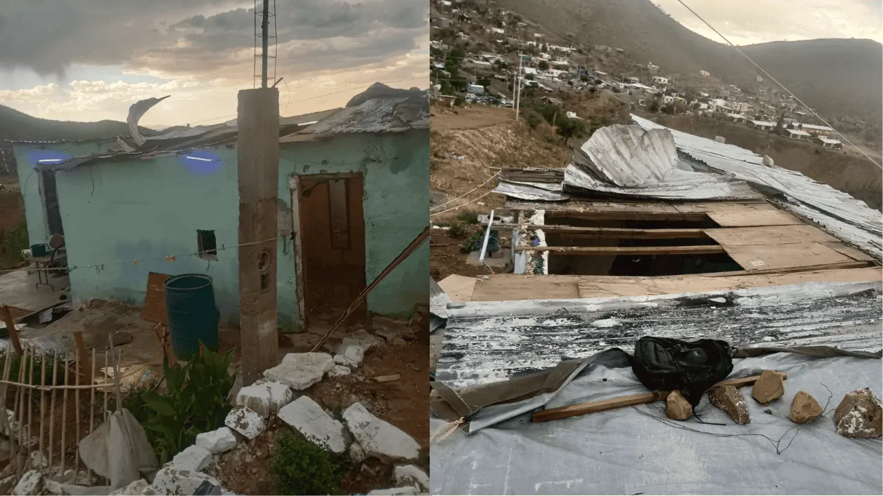 Madre joven pierde su vivienda por las fuertes lluvias en Nogales