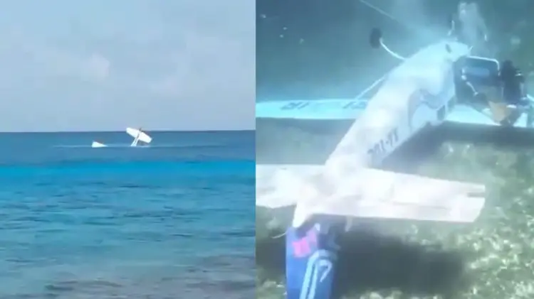 En redes sociales circulan videos de la avioneta hundida en el mar. (Fotos: Capturas de video)