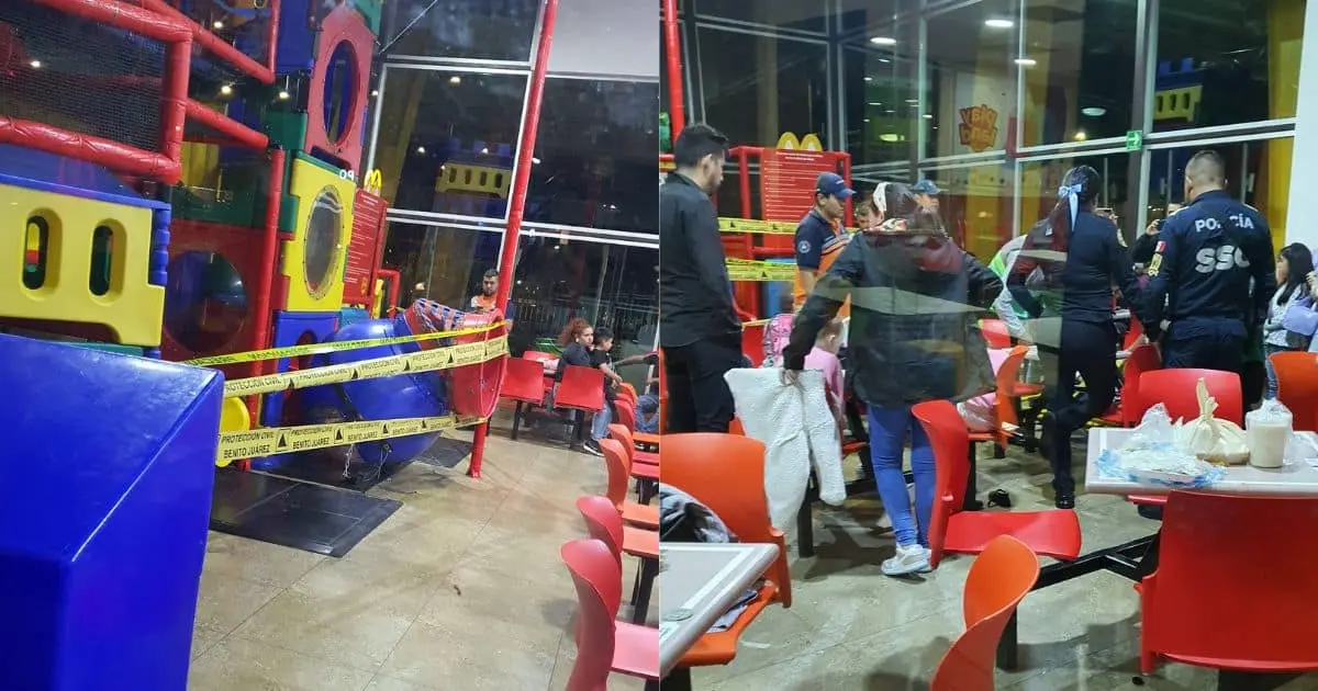 Colapsan juegos infantiles en un restaurante; 7 niños quedaron lesionados
