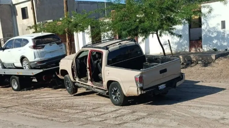 Se lograron asegurar dos vehículos, uno de ellos con blindaje y narcóticos. (Foto: FGJE Sonora)