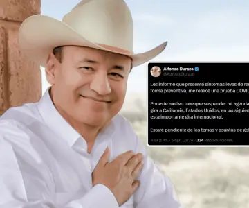 Gobernador Alfonso Durazo revela positivo a Covid-19