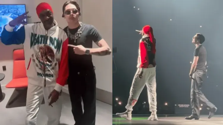 Peso Pluma invitó a Snoop Dogg a subir a la tarima de su concierto en Inglewood, California.