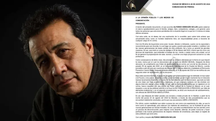 El comunicado de Alfonso Obregón se ha difundido por redes sociales. (Foto: Especial)