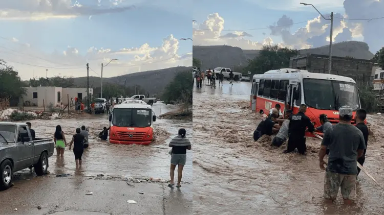 Agentes municipales y estatales trabajaron en el rescate. (Foto: X @SonoraSeguridad)