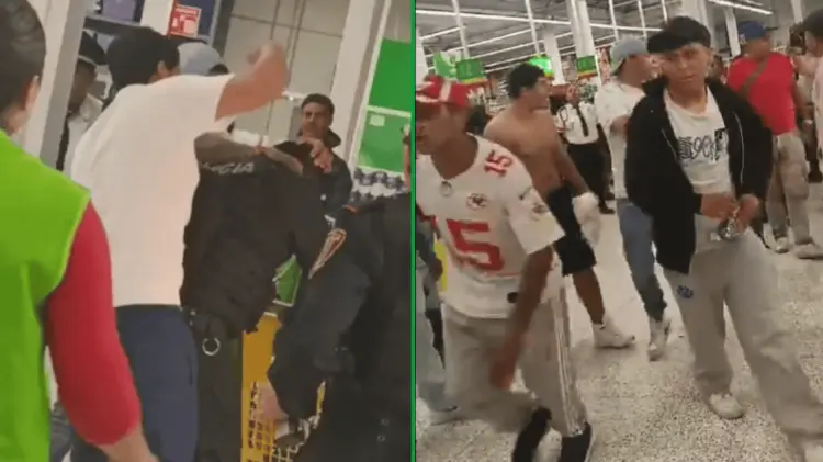 Agentes de la PBI y auxiliares de vigilancia del supermercado fueron agredidos. (Foto: Especial)