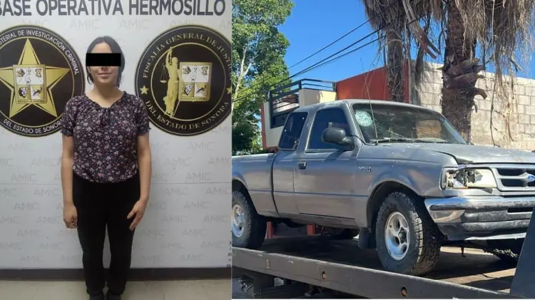 Kassandra N fue aprehendida y el auto que conducía fue asegurado. (Foto: FGJE Sonora)